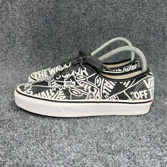 Vans Authentic Sneakers Women's 8.5 Black Off The Wall Print‎ Low Athletic Shoes - Picture 5 of 13